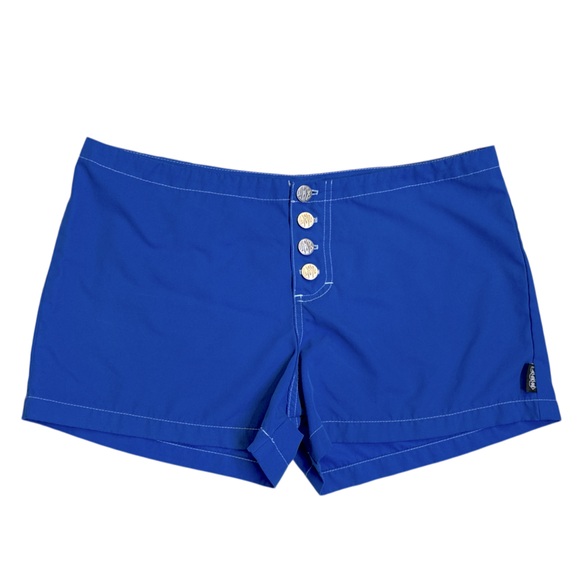 Y2K LBZ Womens Blue Button up Swim Shorts Size Large - Picture 1 of 12